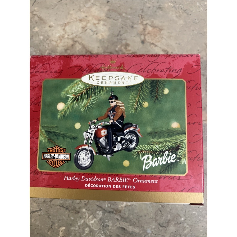 Vintage 2001 Hallmark Keepsake Barbie Harley-Davidson Motorcycle Ornament